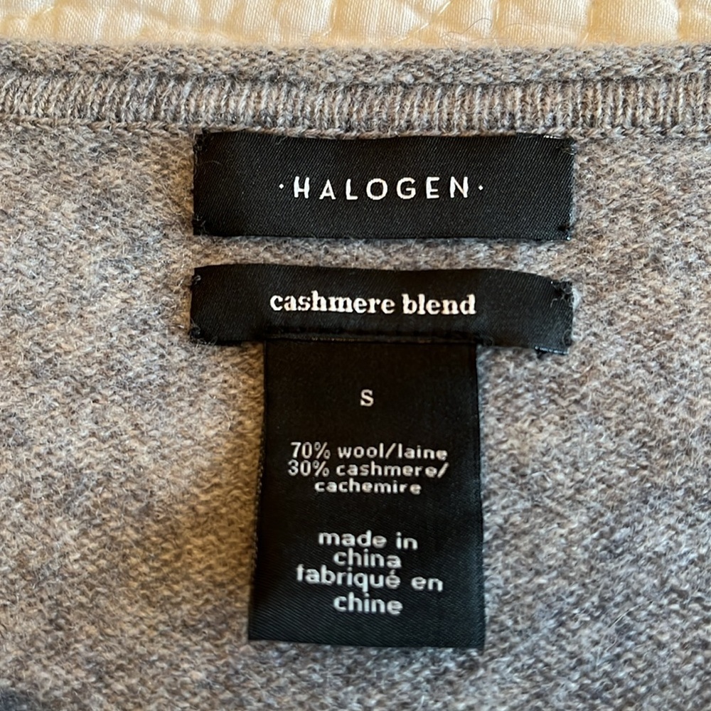Halogen Cashmere Wool Blend Long Tunic Sweater Women’s Small Soft Gray Relaxed - Picture 3 of 17